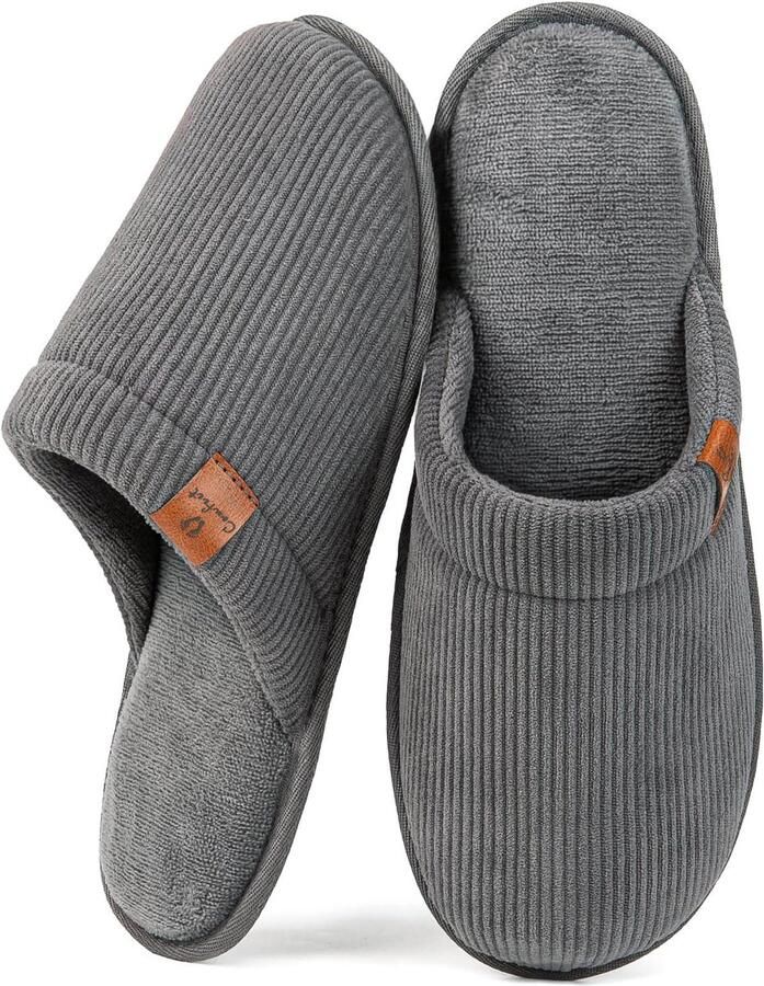 Comfeet Pantoffels Heren Sloffen Grijs Corduroy Anti-slip