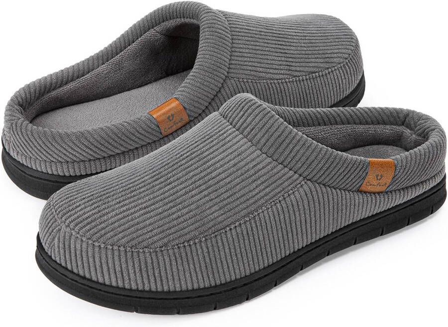 Comfeet Pantoffels Heren Sloffen Grijs Corduroy Anti-slip