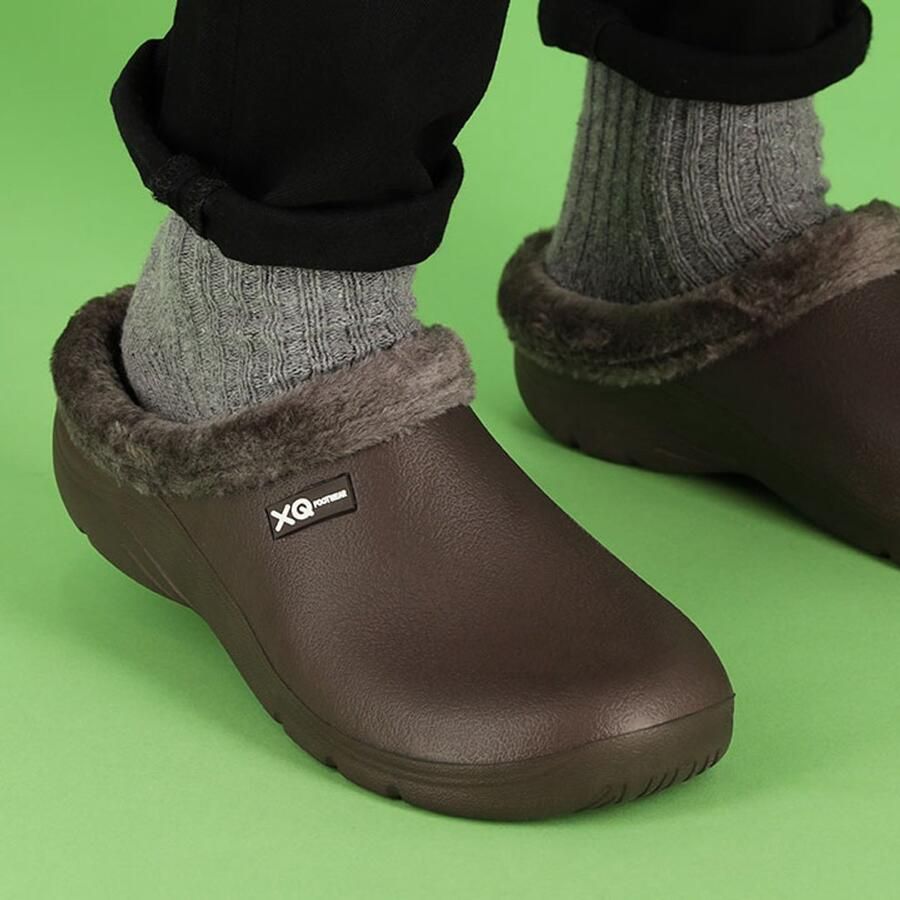 Comfort Essentials Klompen Heren Tuinklompen Heren Gevoerd Bruin Clogs Tuinschoenen