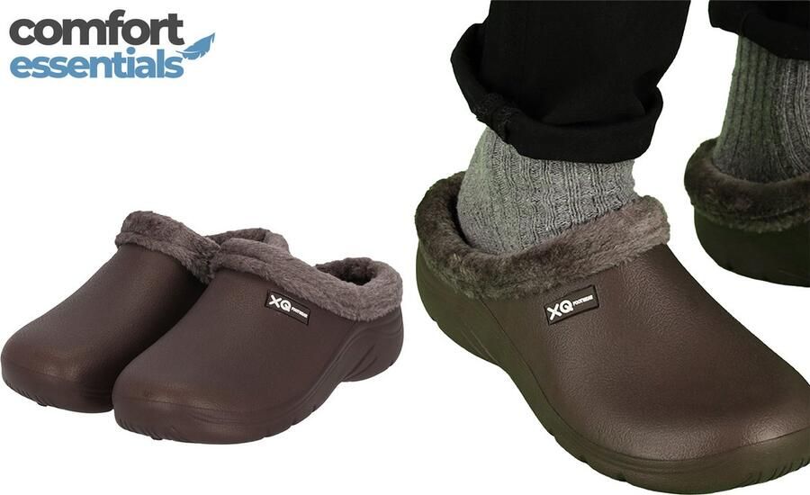 Comfort Essentials Klompen Heren Tuinklompen Heren Gevoerd Bruin Clogs Tuinschoenen