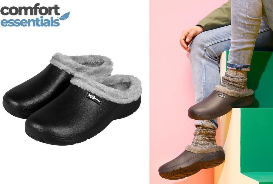 Comfort Essentials Klompen Heren Tuinklompen Heren Gevoerd Zwart Clogs Tuinschoenen