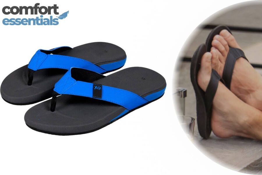 Comfort Essentials Slippers Heren Grijs Blauw Teenslippers Slippers Met Ergonomisch Voetbed