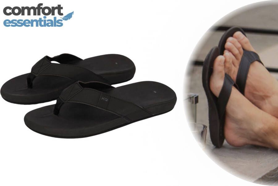 Comfort Essentials Slippers Heren Zwart Zwart Teenslippers Slippers Met Ergonomisch Voetbed