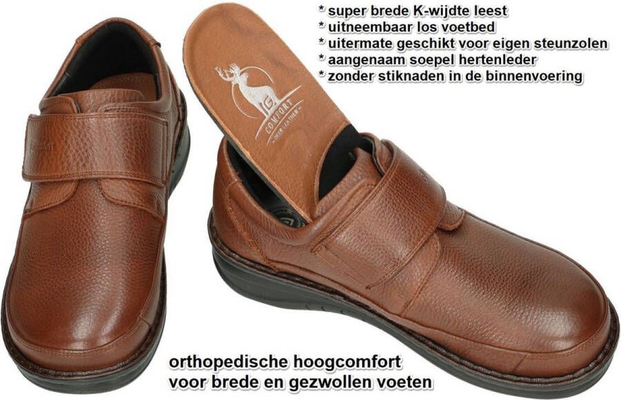 Comfort G- -Heren cognac caramel geklede lage schoenen