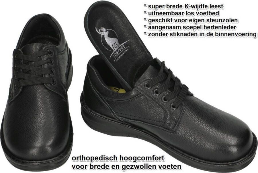 Comfort G- -Heren zwart geklede lage schoenen - Foto 2