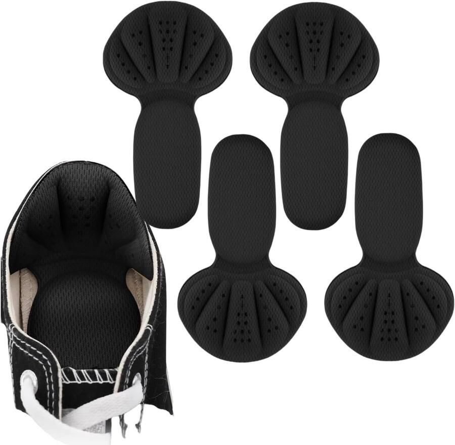 Comfortabele 2-in-1 Hiel Pads en Zooltjes Heelpads voor Losse Schoenen Antislip en Blarenbescherming Zwart