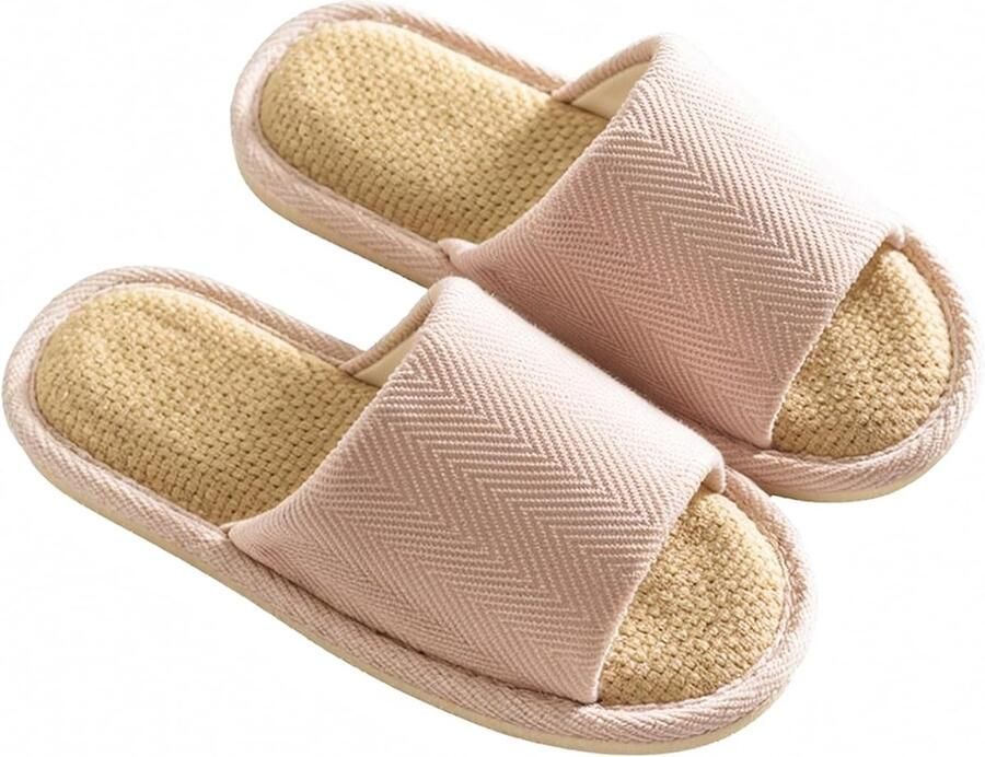 Comfortabele Linnen Slippers voor Thuis Antislip Open Teen Unisex Ade d en Lichtgewicht