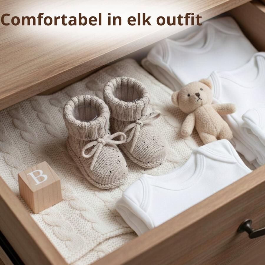 ComfyKids Babyslofjes Handgemaakt Beige met zwarte stippen Zachte en warme babyslofjes
