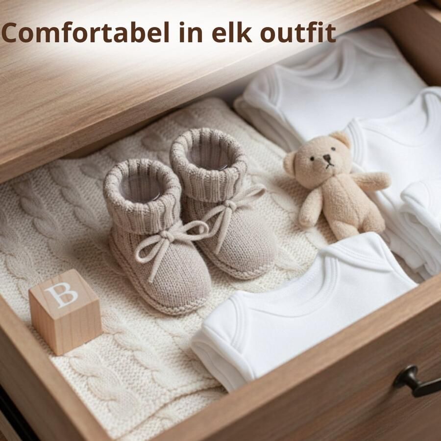 ComfyKids Babyslofjes Handgemaakt Beige Zachte en warme babyslofjes - Foto 2