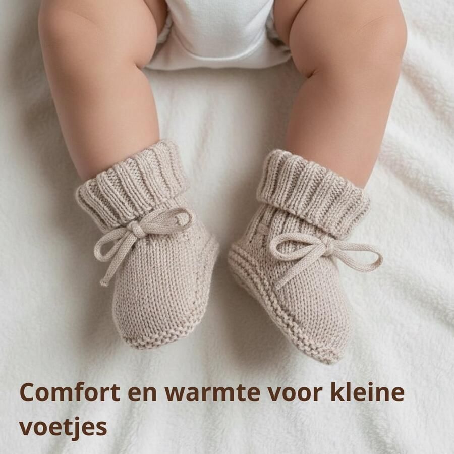 ComfyKid Babyslofjes Boots Merino wol één paar donker beige - Foto 2