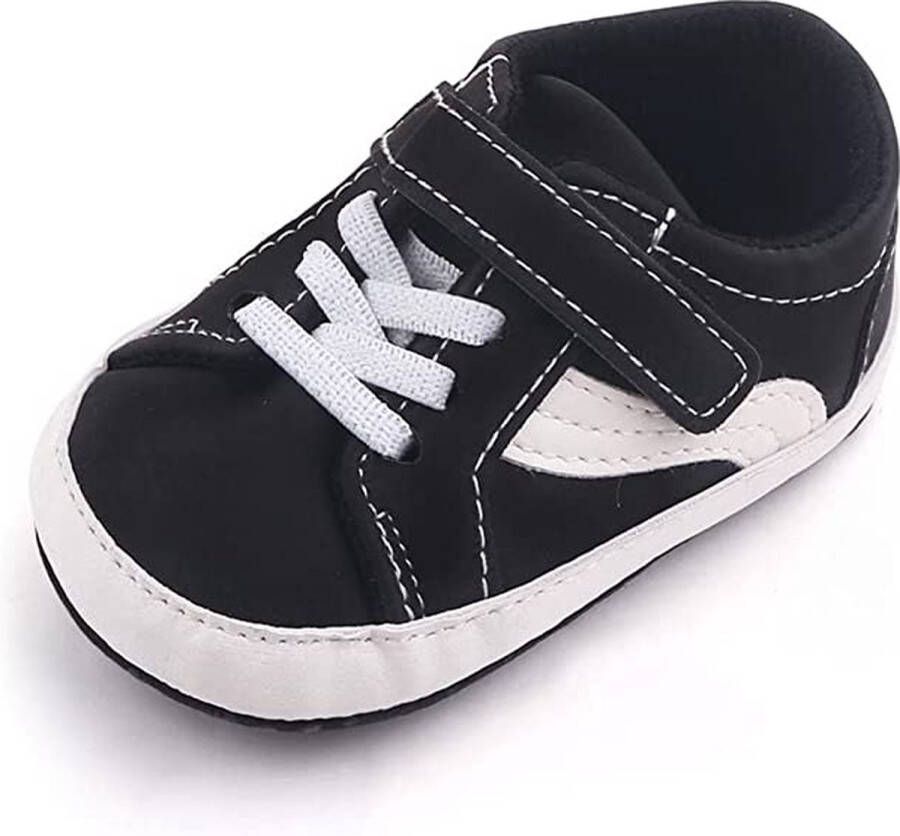 Completebabyuitzet Baby schoentjes babysneakers van klittenband met veter Schoen -23 15-18 maanden (13cm) zwart