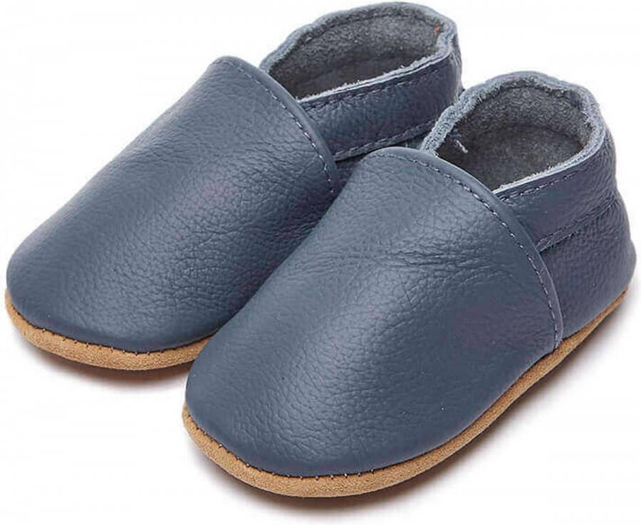 Completebabyuitzet Babyslofjes leer – voor en – 0-6 maanden 11 cm blauw