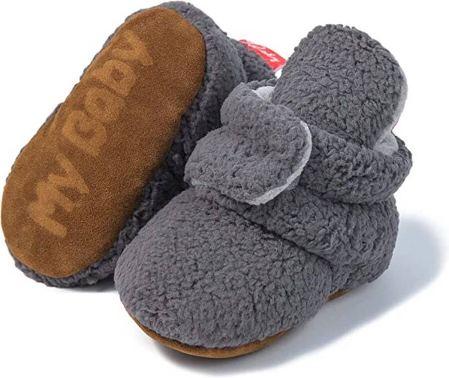 Completebabyuitzet Babyslofjes warme slofjes voor je baby 12-18 maanden (12 cm) schoen -21 donkergrijs