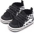 Completebabyuitzet Baby schoentjes babysneakers van klittenband met veter Zwart Hoog - Zwart