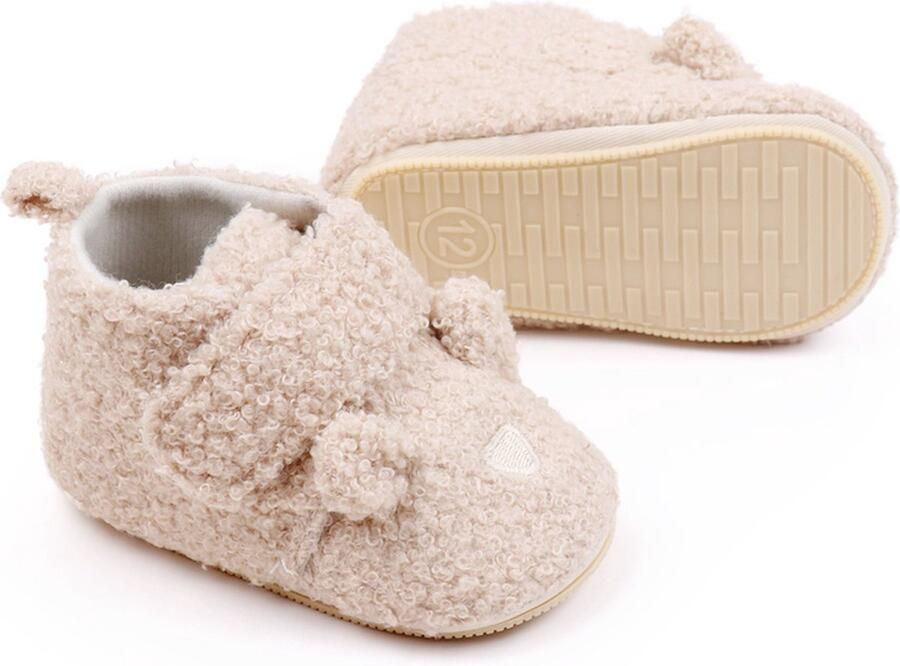 Completebabyuitzet Babyschoentjes Eerste loopschoentjes Teddy stof Beige