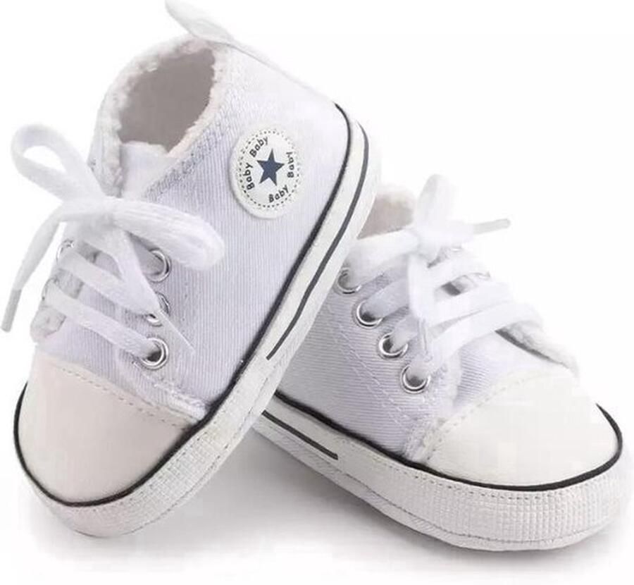 Completebabyuitzet Steppies Babyschoentjes Wit Zachte Zool Antislip Babyslofjes
