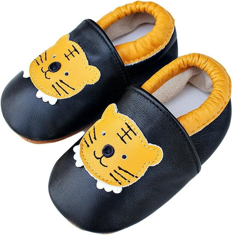 Completebabyuitzet Steppies Babyslofjes Leer Tijger met Suède Zool