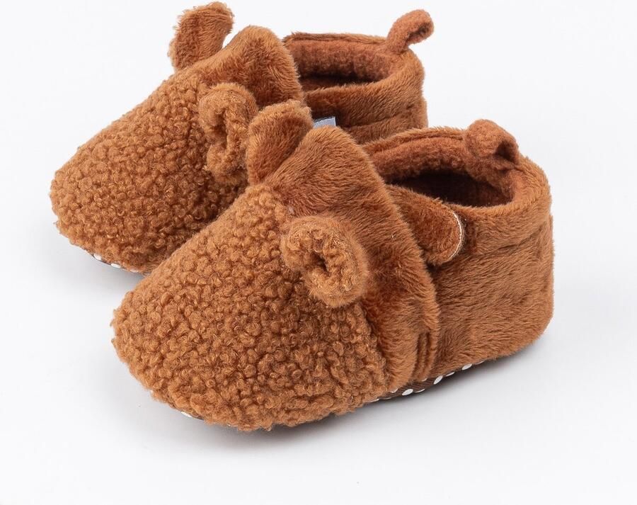 Completebabyuitzet Steppies Babyslofjes met Antislip Bruin