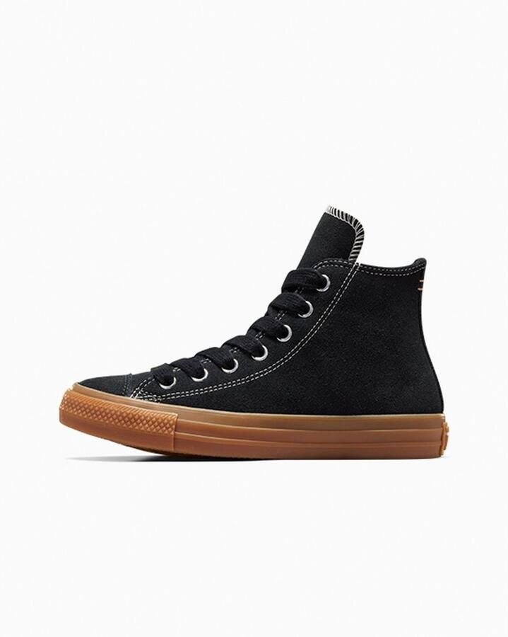 Converse Chuck Taylor All Star High Suede Black Gum Honey Gingersnap Zwart Bruin Chuck Taylor All Star Lifestyle Dames Sneakers voor Vrouwen