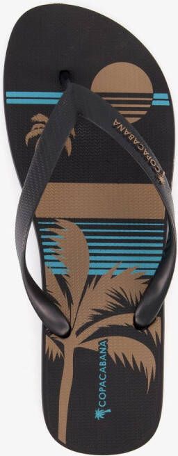 Copacabana dames slippers met palmbomen Zwart