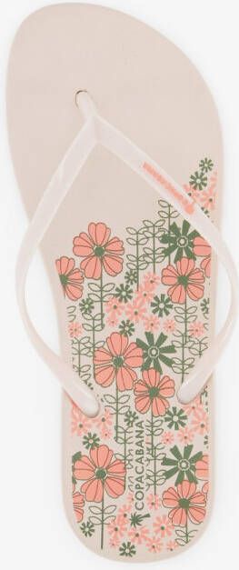 Copacabana dames teenslippers met bloemen beige