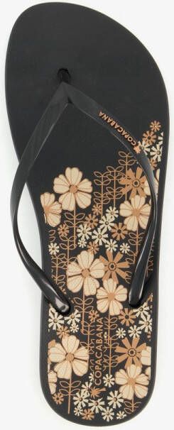 Copacabana dames teenslippers met bloemen zwart