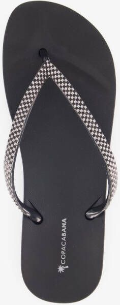 Copacabana dames teenslippers zwart met steentjes