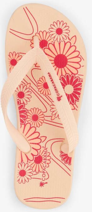 Copacabana kinder teenslippers met bloemenprint Roze