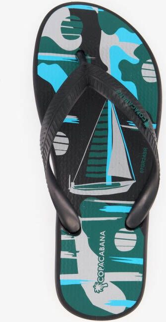 Copacabana kinder teenslippers zwart met zeilboot