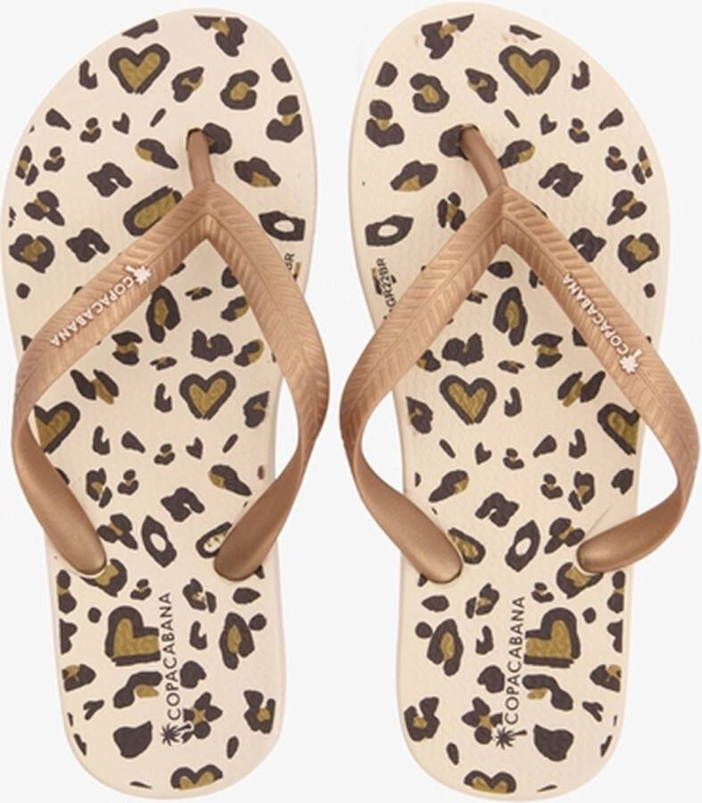 Copacabana vegan kinder teenslippers luipaardprint Goud