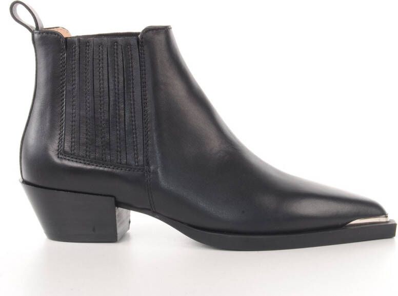 Copenhagen Shoes Zwarte Leren Cowboy Enkellaarzen Black Dames