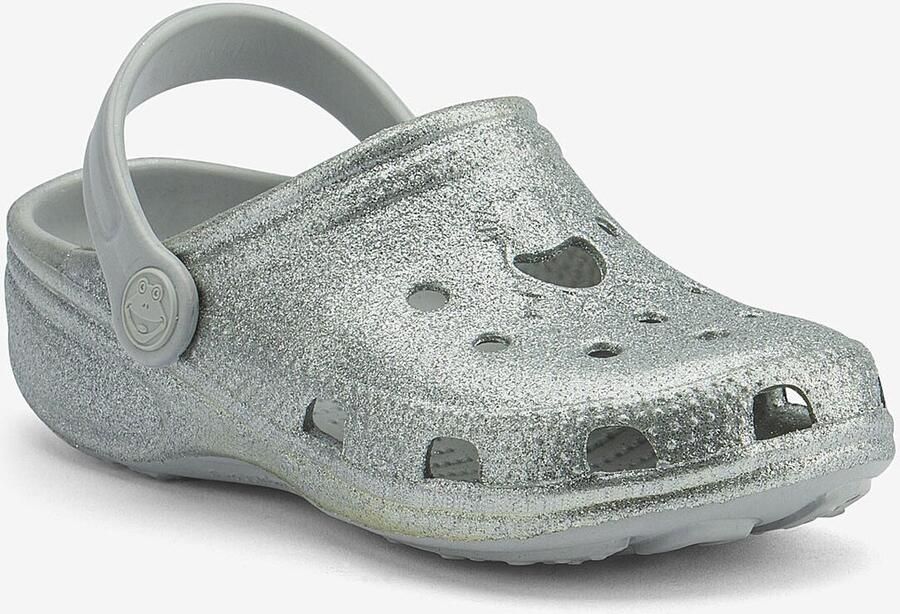Coqui Kinderklompen big frog kaki grijs glitter