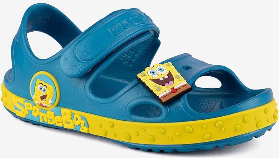 Coqui Kindersandalen yogi oceaanblauw sb geel sb spongebob + amulet