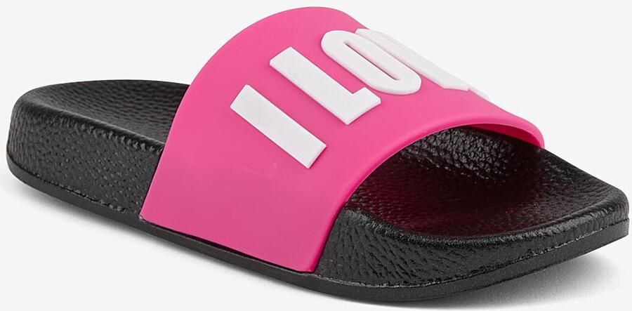 Coqui Kinderslippers ruki zwart fuchsia love