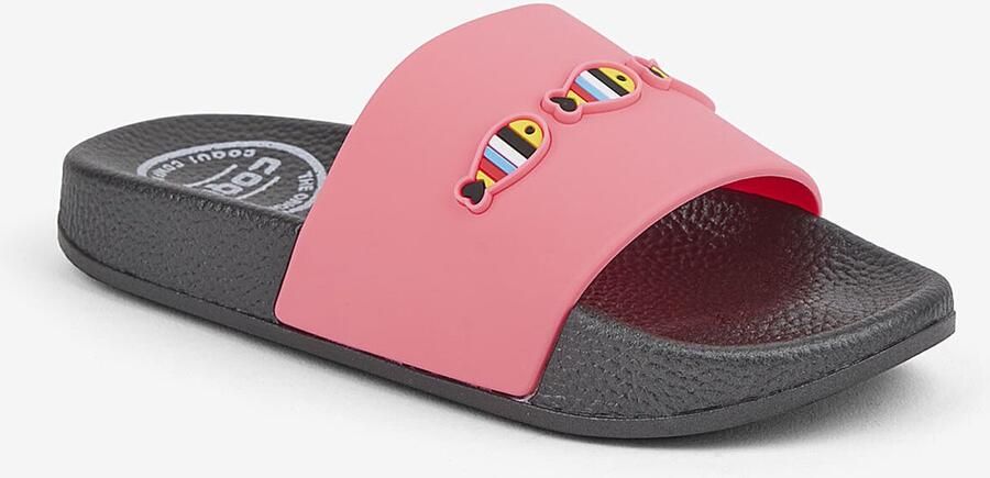 Coqui Kinderslippers ruki zwart fuchsia love