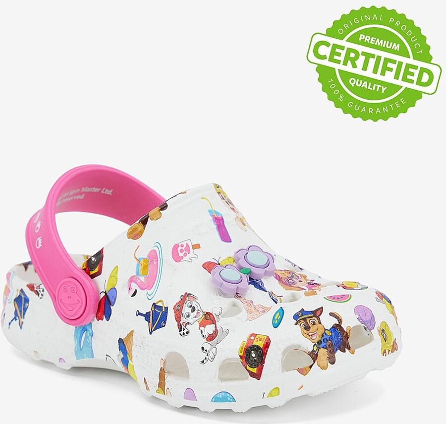 Coqui Kid s clogs little frog white lt. fuchsia pp skye + amulet