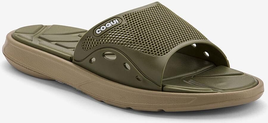 Coqui Herenslippers melker beige legergroen