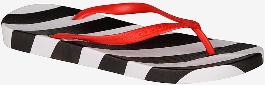 Coqui Women s flip flops kaja black white oblique stripes