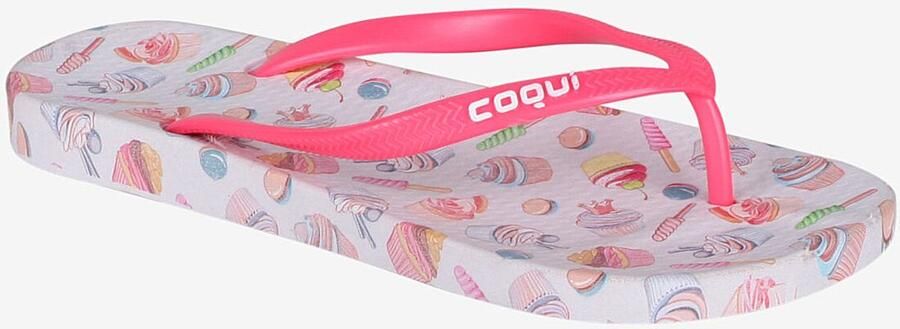 Coqui Women s flip flops kaja printed white black