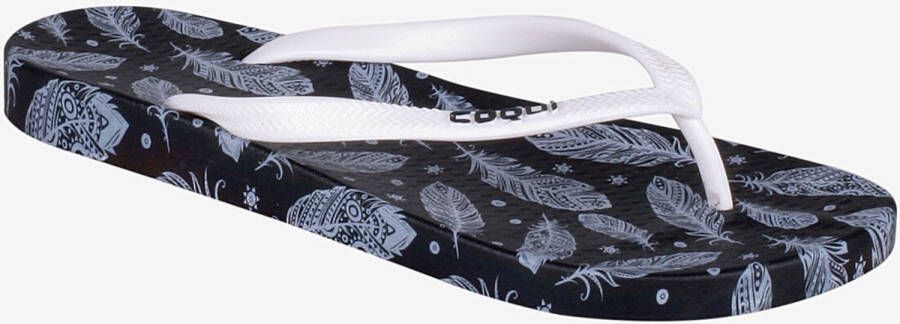 Coqui Dames slippers kaja feather zwart 36 licht & comfortabel