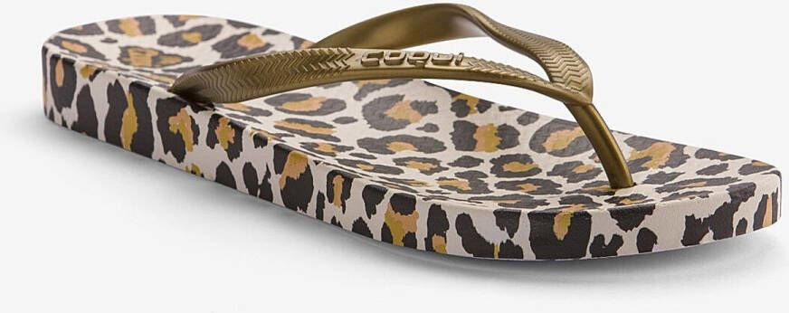 Coqui Leopard-gold dames slippers kaja