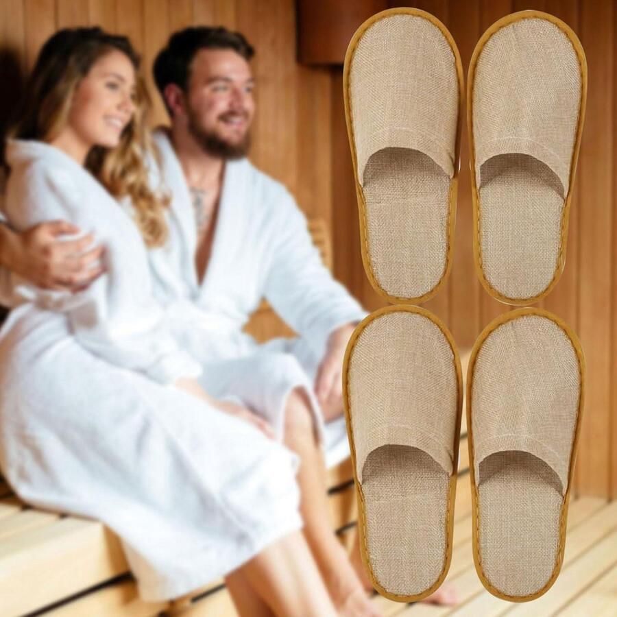 Cosensi Gastenpantoffels voor bruiloft Set van 4 paar badstof en Universele maat Wit en geel