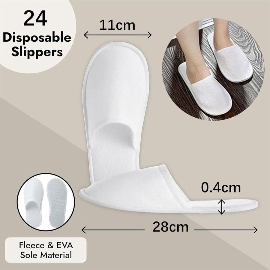 Cosensi Gastenpantoffelset voor bruiloft 24 paar badstofslippers Universele Wit met grijs