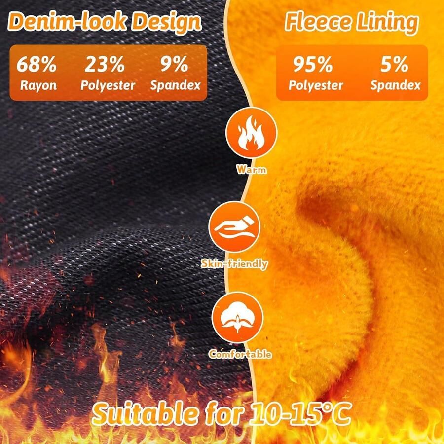 Cosensi Meisjes thermoleggings jeanslook met fleece voering Warme winterbroeken met zakken Jegging Winterleggings voor kinderen