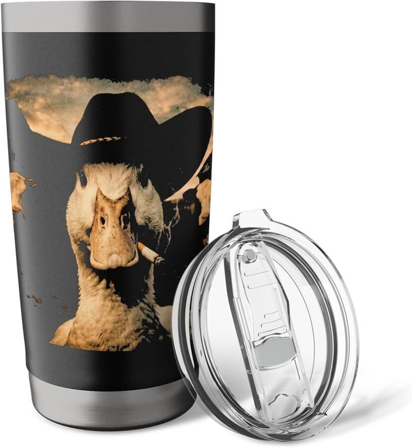 Cowboy eend met sigaret meme dubbelwandige thermobeker