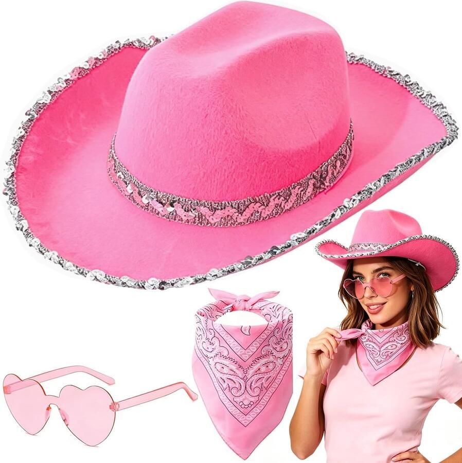 Cowboyshoed voor dames met bandana en zonnebril