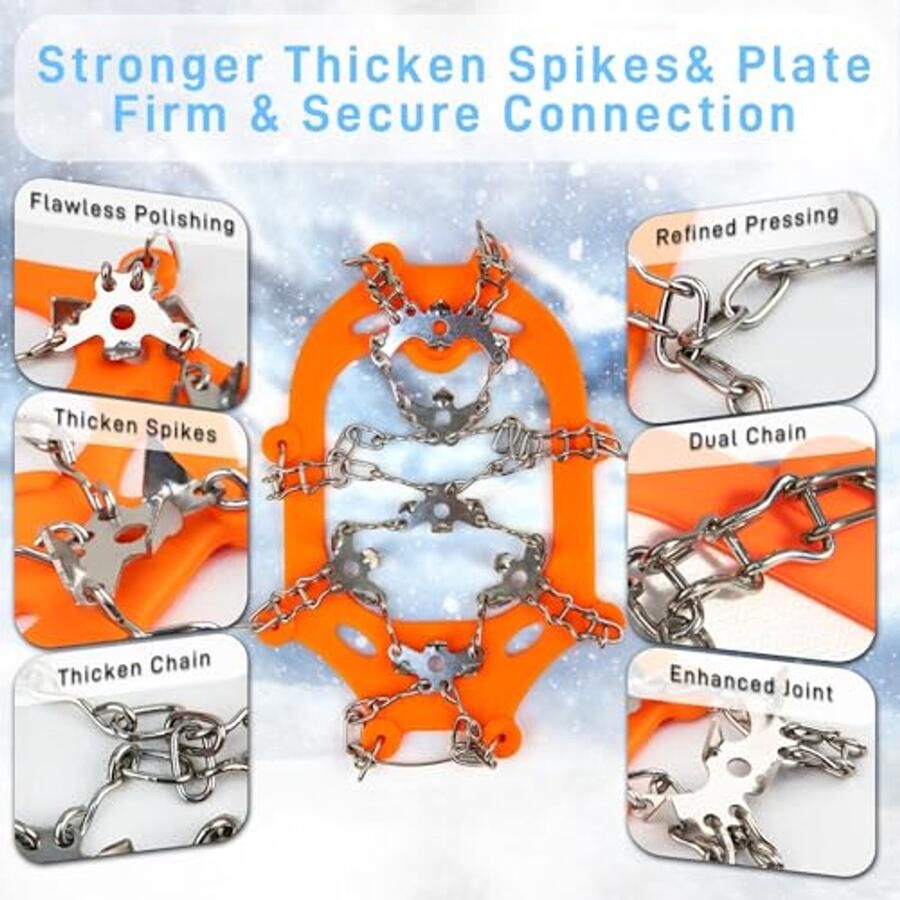 Crampons voor Wandelschoenen met 19 Stalen Spikes Oranje