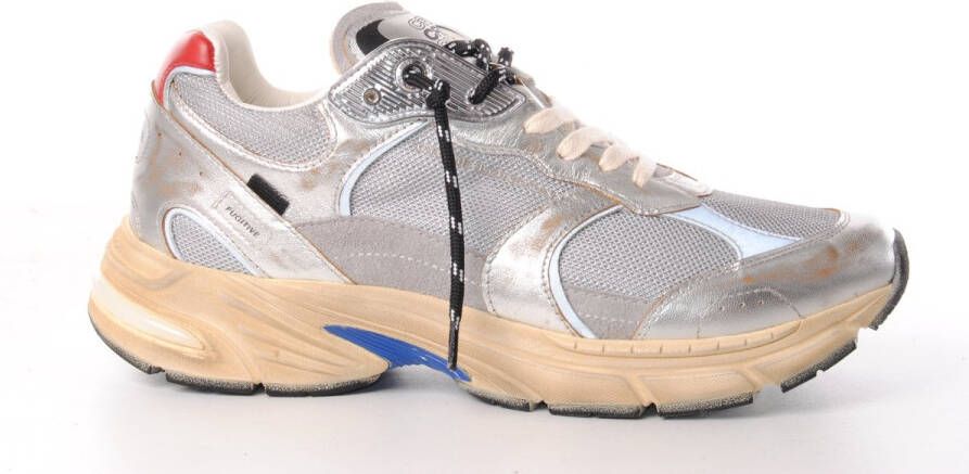 Crime London Crime Londen heren sneaker Bristol leder en mesh zilver