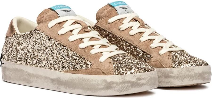 Crime London Glitter Sneaker met Gouden Applicaties