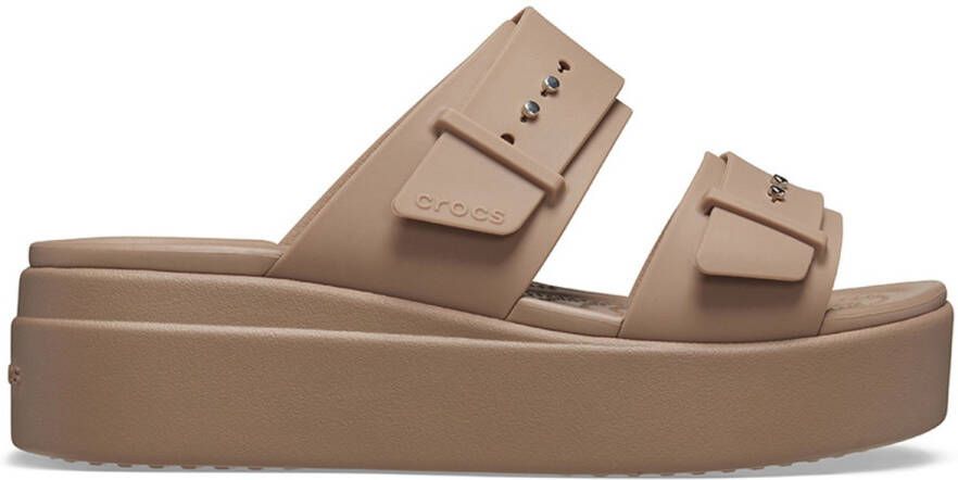 Crocs Slippers Brooklyn Low Wedge plateau zomerschoen pantoffels met gespsluiting